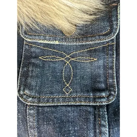 Ralph Lauren Denim Jean Jacket Size Medium Detachable Faux Fur Collar - Picture 5 of 5